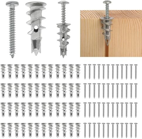 Rigipsdübel, 50 Stück Selbstbohrender GipskartondüBel Metall mit 50 Schrauben, Rigipsdübel Selbstbohrender, Hohlraumdübel zur Befestigung in Beton Ziegeln Stein Gipsbauplatten UVM