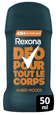 Rexona Men Déodorant pour Tout le Corps Stick 48H - Amber Woods - 50ml