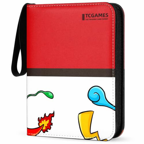 Trading Card Binder 440 Pockets, 4-Pocket Card Holder Album with 55 Sleeves Red