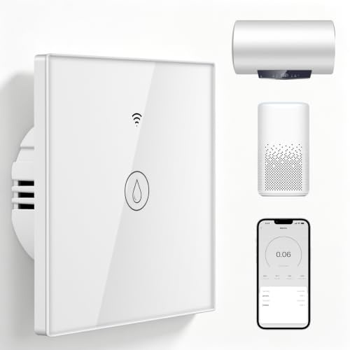 Immersion Heater Timer Switch, 40A 8000W Smart Water Heater Switch with Timer & LED Indicator Light, 2.4Ghz WiFi Touch Switch Compatible with Alexa & Google Assistant