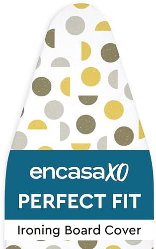 Encasa XO Copriasse da Stiro Universale, Imbottito 49x15 | Luna gialla, Feltro 3mm | Chiusura Coulisse | Termoriflettente | Cotone 100%