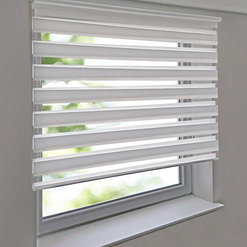 Doppelrollo Premium 100 x 180 cm weiß - Duorollo Vario Seitenzug zum Anschrauben freihängend für Wandmontage und Deckenmontage - inkl. Metallträger