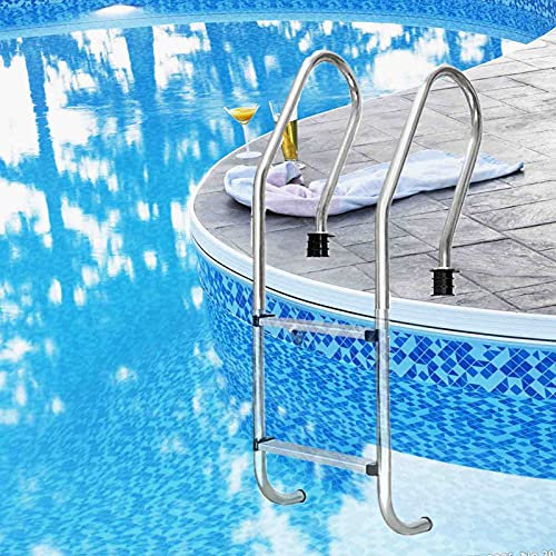 MYAOU Échelle de Piscine creusée, Quai de Piscine en Acier Inoxydable avec 2/3 marches antidérapantes et Main Courante - Pratique et Pratique