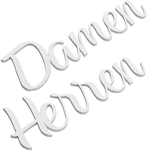 Damen Herren Türschild Set WC Toilettenschild Selbstklebend Schriftzug Weiß