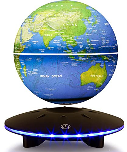 Schwebender Globus, magnetische Levitation Kugeln, automatisch rotierender schwebender Weltkarten Globus mit LED-Licht für Raum-Büro-Schreibtisch-Dekoration, Lerngeschenk für Kinder, Nachtlichter
