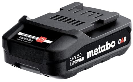 metabo Li-Power Akkupack 18V, 2.0 Ah Li-Ion Akku für Elektrowerkzeuge | Ersatzakku mit Kapazitätsanzeige, ESCP Einzelzellenüberwachung, Air Cooled Technologie, kompatibel mit CAS Marken