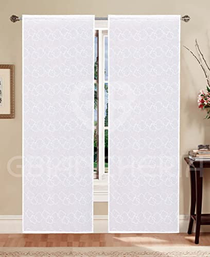 GBiancheria COPPIA TENDE KIRA RICAMATE 45X150 45X240 PER FINESTRE E PORTEFINESTRE PRONTE DA APPENDERE (Beige, 45x240)