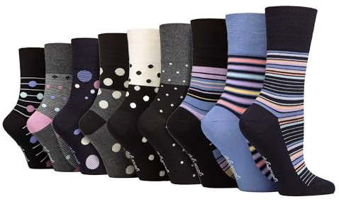 Gentle Grip 9 Paires Femme Chaussettes Bambou Sans Elastiques Extra Large Sans Couture Non Comptimantes Chaussettes (37-42, Solrm383940)