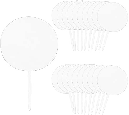 YiliYa 20 Stück Kuchen Topper, Blanko DIY Runden Acryl Torten Topper Kuchendeko, Transparente Kuchenaufsätze für Geburtstagstortendekoration Geburtstag Partybedarf