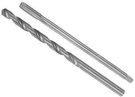 CoCud Macho y Taladro Juego, M8 x 1.25 Rosca 150mm Longitud Macho 8mm Diámetro, Métrico Extra Largo Máquina Rosca Macho y Helicoidal Taladro Kit para Roscado, 1 Juego