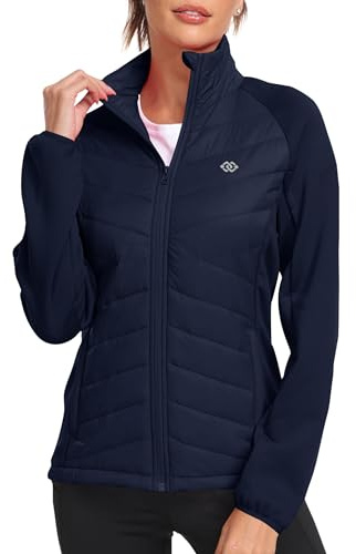 MoFiz Doudoune Femme Legere Matelassée Blouson Veste Polaire Sans Capuche | Blouson Femme mi Saison,Veste matelassée,Randonnée,Imperméable,Doudoune Fine,Zip,Veste softshell