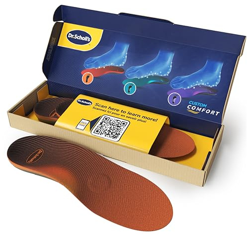 Plantillas Dr. Scholl's Custom Comfort - Plantillas para fascitis plantar - Plantillas de zapatos con soporte de arco bajo para mujeres talla, hombres 46-47.5, comodidad para todo el día CF790