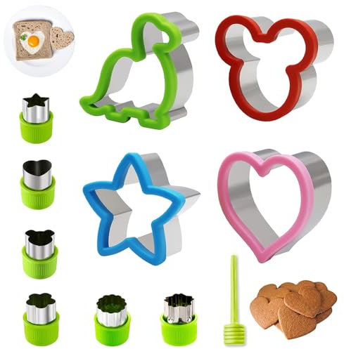 Cortador de sándwich, juego de 10 cortadores de galletas para niños, cortadores de pan, cortadores de galletas, cortadores de frutas, cortadores de sándwich, cortadores de sándwich, cortadores de