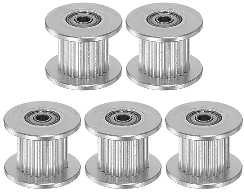 sourcing map 5Stk 2GT Umlenkrolle Zahnriemenscheibe 20 Zähne 3mm Bohrung 18mm Durchmesser Aluminum Zahnriemen für 10mm Breite Gürtel 3D Drucker CNC Maschine Zubehör Silberton