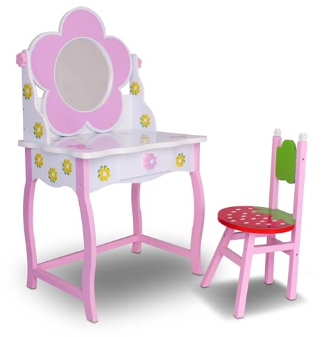 habeig Kinderschminktisch, Kindertisch, Prinzessin, Kinder Mädchen, Schminktisch für Kinder, Frisiertisch, #264, 105x60x40 cm