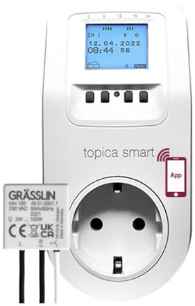 Grässlin 13.13.0055.1 topica smart Schuko-Zeitschaltuhr + Trim 100 Dimmer