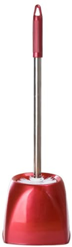 MAGICLULU 1pezzi Spazzolone per WC in Acciaio Inossidabile e Supporto Rotondo per Riporre Oggetti in Bagno Contenitore in Plastica sul Fondo Setole Rigide per Pulizia Manico Lungo Comodo da