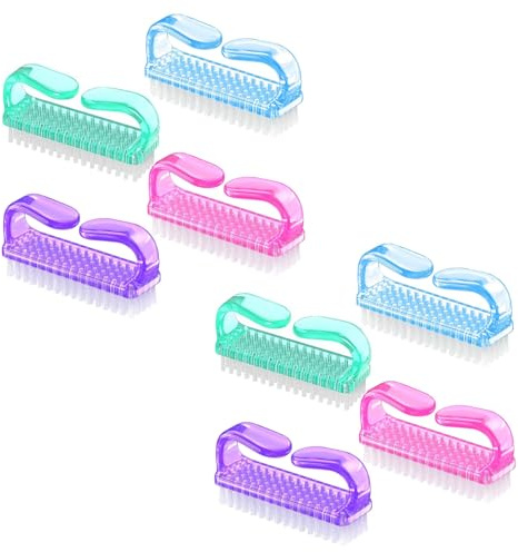 Geebymol Nail Brush 8 Pcs Mini Hand Scrubbing Cleaning Brush | Handle Nail Brush Fingernail Brushes Plastic Clean Brush, Kids Nail Scrubbing Brushes for Cleaning Nails (Large)