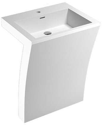 Lavabo da Bagno Lavandino su piedistallo creativo con 1 foro for rubinetto e kit di scarico, lavabo a colonna for bagno in un unico pezzo, lavabo su piedistallo for bagno in pietra artificiale con for