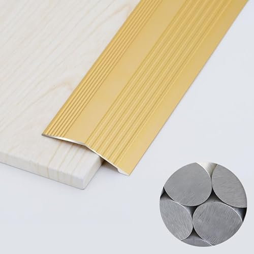 GSKFXJ Aluminium Schwellen Reduzierstück, Bodenleisten Für Verbinden Von Bodenspalten, rutschfeste Übergangsprofil Boden Für Türen Hartholzböden(Gold)