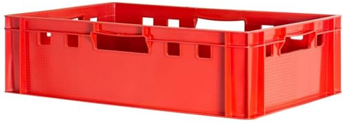 Generico Cassetta per carne Euro E2 Scatola carne CM. 60x40x20h Cesta Rossa macellaio robusta impilabile Immagazzinaggio Contenitore
