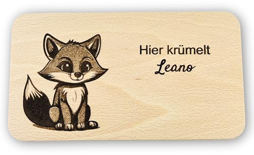 DwieDeko - Frühstücksbrettchen Kinder personalisiert | Hier krümelt Brettchen