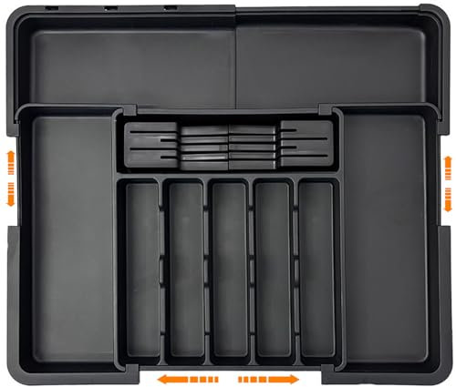 Portaposate per cassetti, portaposate espandibile per cassetto, cassetto cucina, portaposate multifunzione per cassetti con porta coltelli per cucchiai, forchette, coltelli