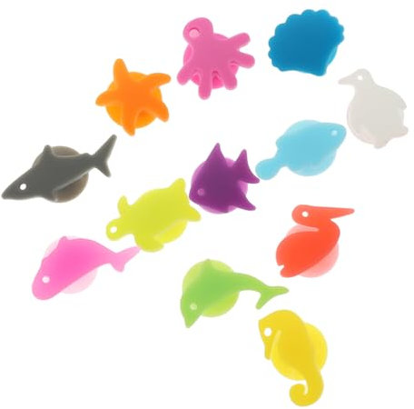 MAGICLULU 12pcs Wine Glass Markers Silicone Fish Drink Markers for Party Wine Glass Charms