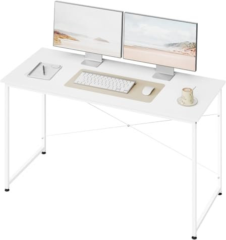 WOLTU Scrivania per Computer, 140x60 cm, Tavolo da Lavoro con Struttura in Metallo, per Ufficio Casa Studio Camera da Letto, in Materiale a Base di Legno, Rovere Chiaro