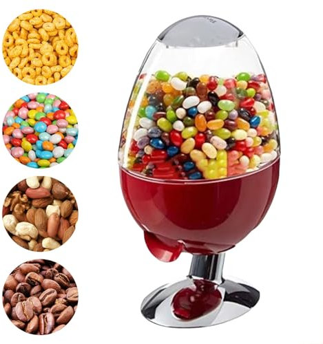 Automatic Candy Dispenser for Nuts, Coffee Beans Transparent Acrylic Material 3 Dispensing Options for Office Desk, Home, Party(Red)