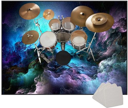 Schlagzeug Teppich Drum Teppich 200 x 160 cm Elektronisch Schlagzeugteppich Jazz Schlagzeug Kit für Bass Drum Snare Drum Instrumente Schlagzeug Matte Schallschutzdecke rutschfeste Trommel Teppiche