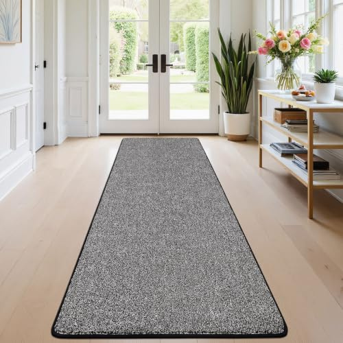 SHACOS Langer Teppich Läufer 80x200 cm rutschfest Flurläufer Lang Teppichläufer Flur Modern Küchenteppich Waschbar Bettvorleger Schlafzimmer Kurzflor Teppich Läufer für Flur, Küche, Eingang, Schwarz
