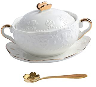 Cabilock Suppenschüssel Aus Keramik Mit Deckel Desserttasse Für Küche Keramikgeschirr Klassisch Geeignet Für Suppen Salate Und Desserts
