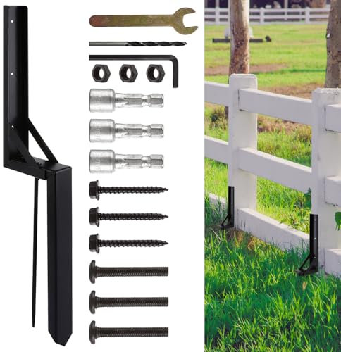 AHAQU Fence Post Repair, Heavy Duty Fence Post Anchor, Fence Post Support Stake, Garden Fence Ground Spike for Repair Tilted/Broken Wood Fence Post, Gate Posts, Sign Posts, Mailbox