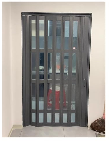 Falttüren Innentüren Grau, Falttür 215 Cm Hoch, 200 190 180 170 160 150 140 130 120 110 100 90 80 70 Cm Breit, PVC Falttüren Schiebetür Als Raumteiler, Nach Maß, Raumspartüren Innen(152x215cm/59.8x84.