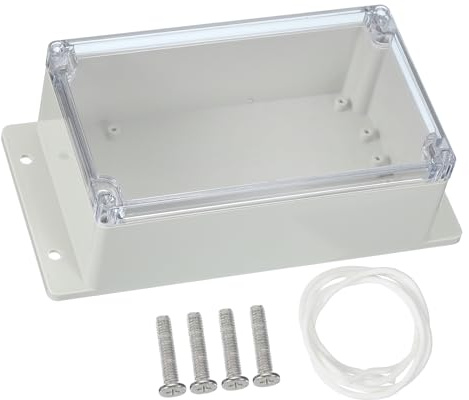PATIKIL 200x120x75mm Junction Box, Electrical Enclosure Box ABS Plastic Waterproof Outlet Plug Cover Cord Protector with Mounting Plate for Outdoor Indoor, White/Transparent