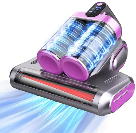 Aspirateur anti Acariens,Avec Puissance D'aspiration de 16 kPa, Lampe UV-C de 253,7 nm, Filtre HEPA et 520ml Double bac à Poussière de Pour la Poussière de lit,de Canapé et les Poils D'animaux