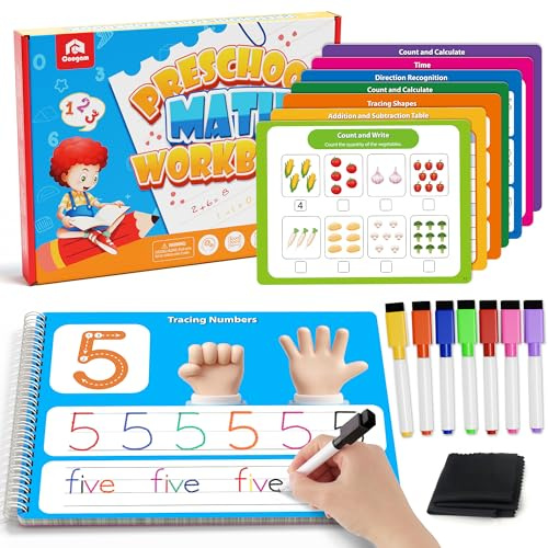 Coogam Mathematik Lernspiele, Übungen für die Berechnung von Fähigkeiten | trockene Zahlen-Tracking Handschrift Übungen, Mathematik plus und Subtraktion, Bildungsfahrzeug Aktivitäten Geschenkspielzeug