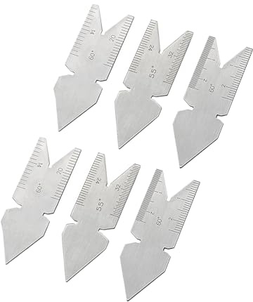 Juego de medidores centrales de rosca de acero, marcado preciso para estándares métricos Whitworth, escala de 60° 55°, 6 piezas/2 juegos de calibre central de rosca de acero