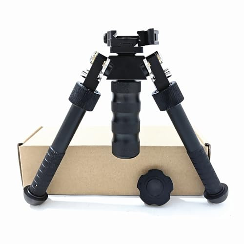 APLUSGEAR Aluminum Alloy Bipod 360 Degree Rotation Adjustable Extension Quick Detach Picatinny 20mm Rail Mount with Hand Stop