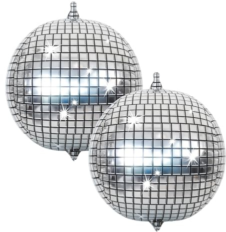 2 Stück Discokugel Deko, 50 Zoll Glitzer Deko Für Geburtstag, Disco Party Deko, Retro Party Deko, Hochzeit, Tanzparty, Foto Backdrop