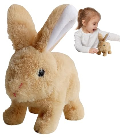 Electronic Rabbit, Plush 6.3 Inch | Realistic Interactive Bunny with Barking, Walking, Ear Twitching, Realistic Bûnny Toy, Ŕealistic Bunny Toy | Birthday Holiday Present