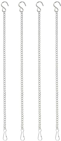 PATIKIL 4 Piezas De Cadenas Colgantes Con Ganchos En S De 11.8 Pulgadas Para Comederos De Aves Macetas Faroles Campanas De Viento Pizarras Y Decoraciones Plateado