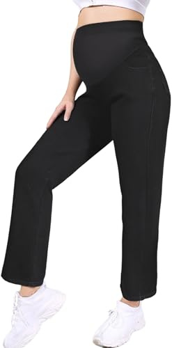 Yhong graviditetsjeans gravida denim jeans byxor över magen bekväm stretch denim byxor för gravida kvinnor, svart, XL