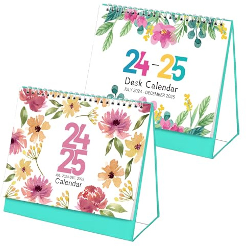 Tischkalender 2024-2025 - Ein 18-monatiger Stehkalender von Juli 2024 bis Dezember 2025; ein monatlicher Desktop-Planer mit Memo-Seiten und starker Bindung für Büros.