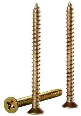 M4×50mm Wood Screws,Yellow zinc,1022 Carbon Steel,Heavy Panel,Structural Wood,Construction,self Tapping