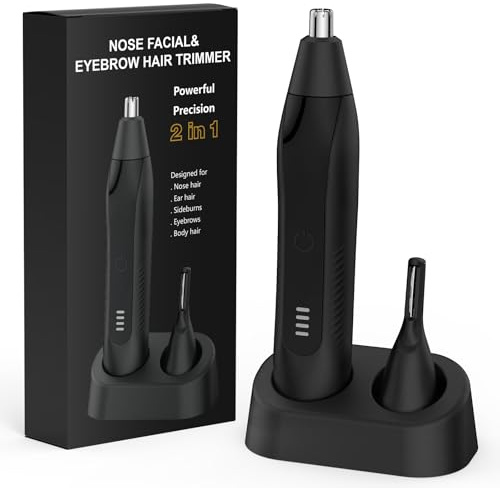 Nasenhaartrimmer, Wiederaufladbar Nasenhaarschneider 2 in 1 Set,Ohrhaarschneider mit Doppelschneideklingen Professioneller schmerzfreier Augenbrauen und esichtshaartrimmer S03