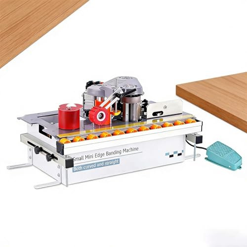 SIEEOUR Máquina Canteadora Para Trabajo De Madera, Canteadora Portátil 1200w Para Cantos Curvos Y Rectos, Encolado Doble Cara, Velocidad Ajustable 0-6m/Min, Para Tableros De Partículas