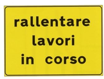 Segnale Temporaneo da Cantiere 90×60 cm – Rallentare Lavori in Corso – Cartello Rifrangente classe 1