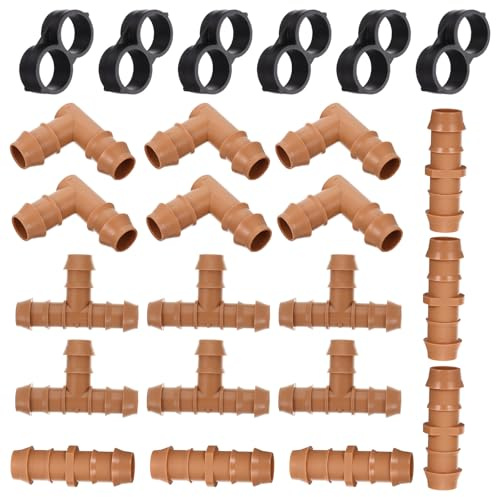 YOSADIER Kit Riego Goteo Conectores Múltiples 24 Piezas 17 MM Plástico para Sistemas de Riego por Goteo en Agricultura y Jardinería